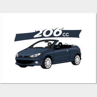 City car 206 cc Coupe Cabriolet france navy Posters and Art